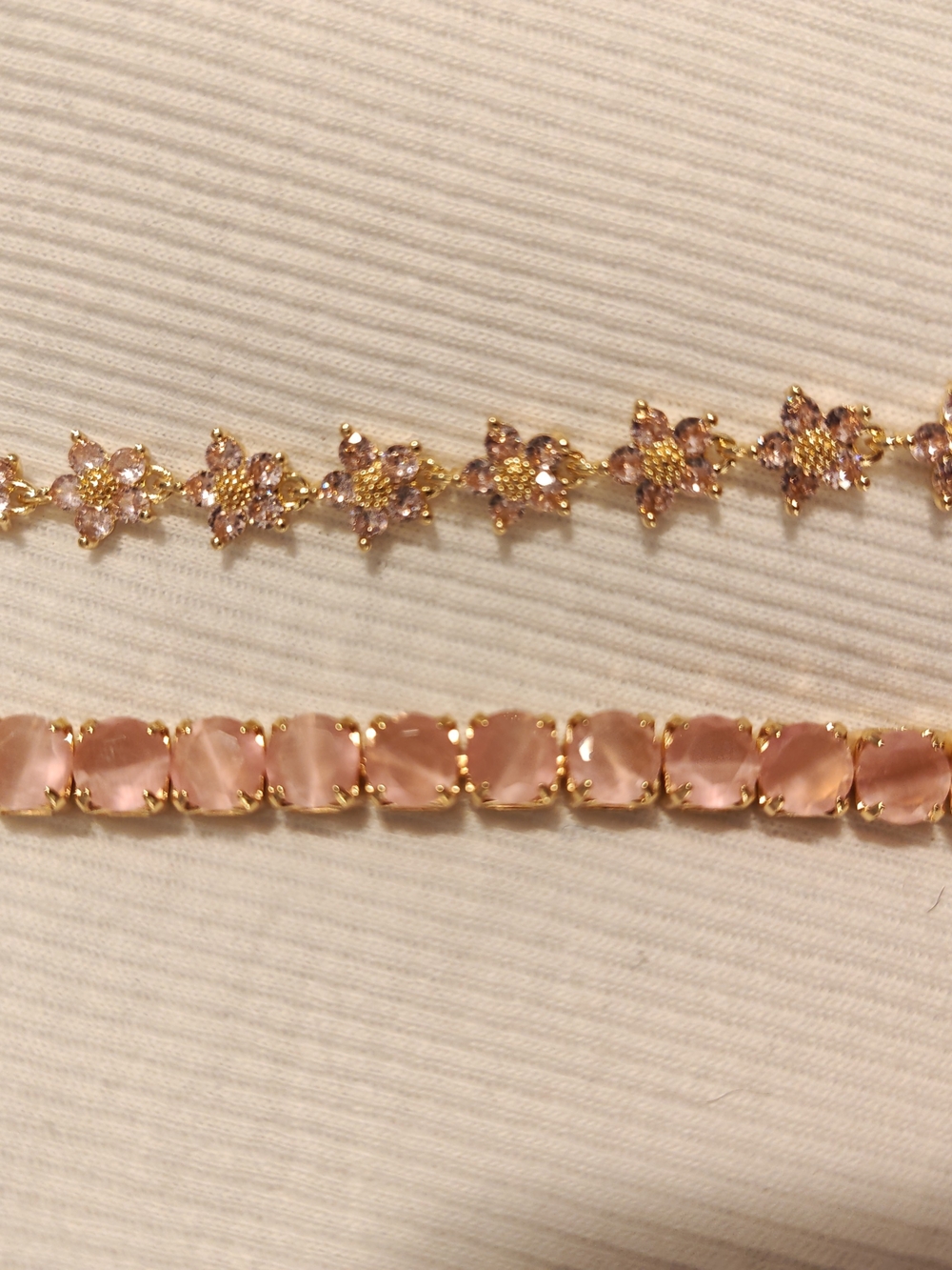 Gold Plated and Pink MoisinetteCrystal Tennis Bracelet - Elegant Womens Jewelry